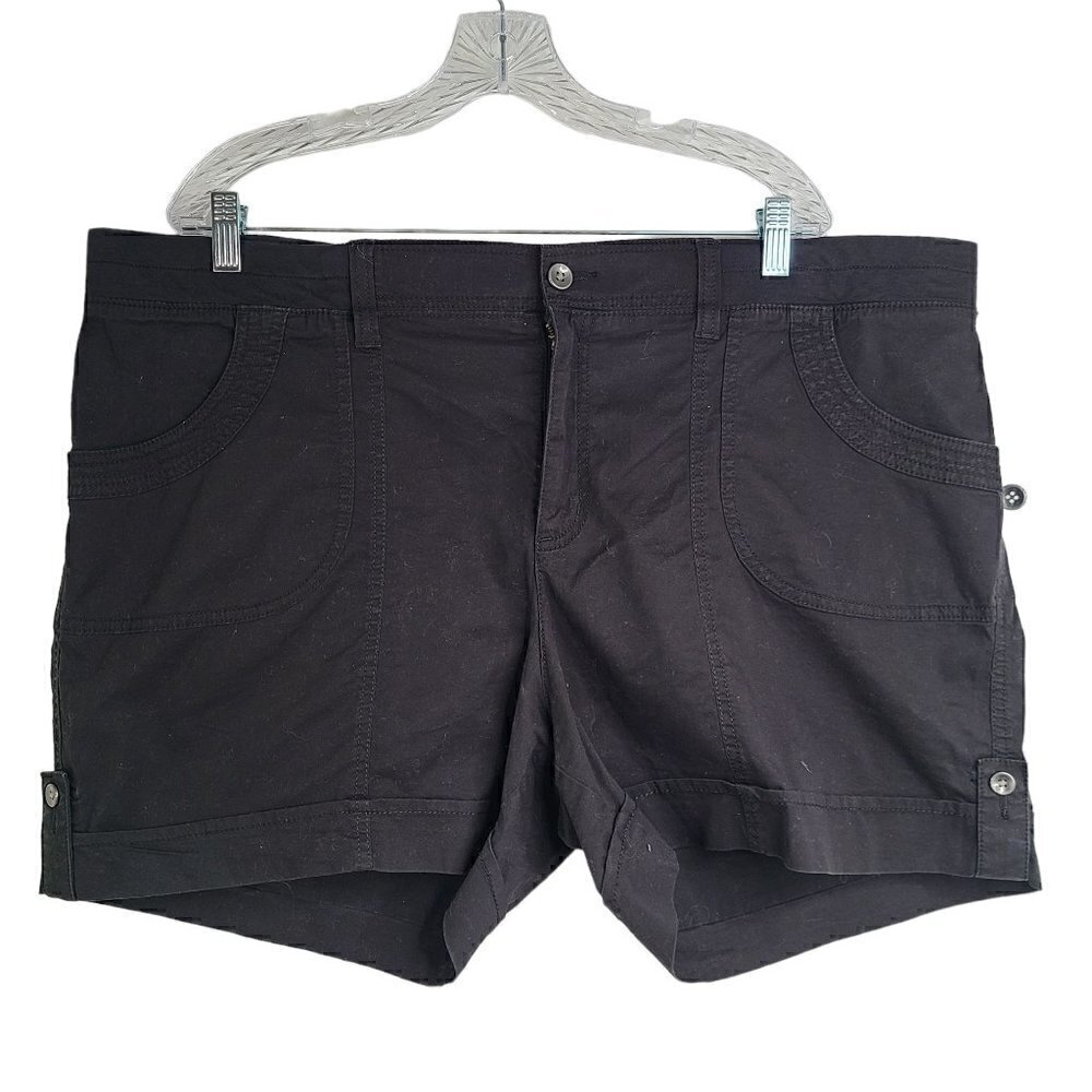NWT Sonoma Black Chino Shorts Mid Rise Cuffed 20W
